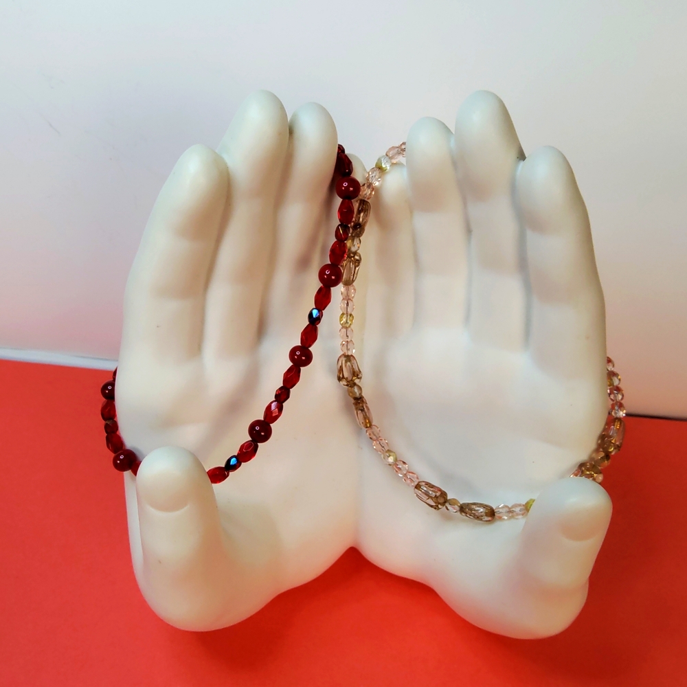 Crystal beaded ankles or bracelet red/pink